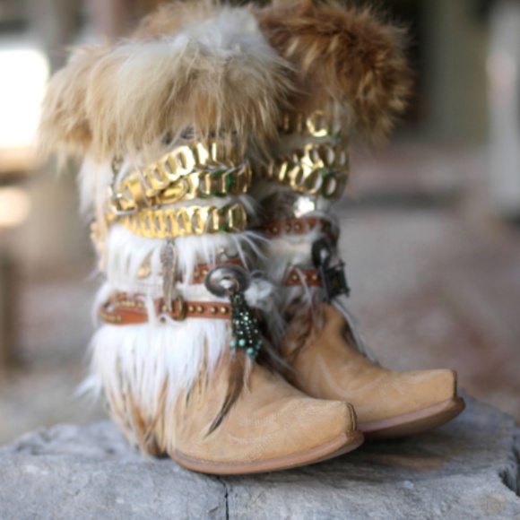 upcycled embellished vintage boho cowboy boots 9.5 - Picture 3 of 5